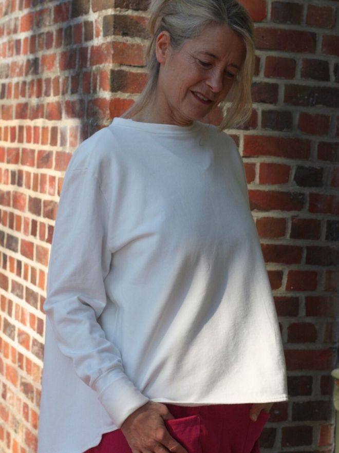 Jersey-Shirt Basic Weiß