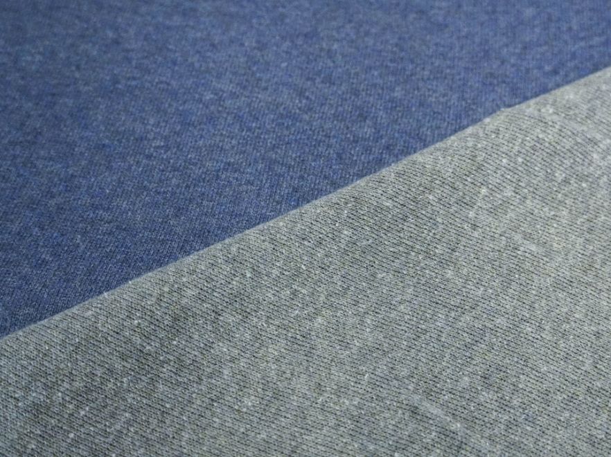 Strick Double-Face uni blau grau