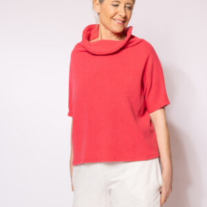 Pullover-T-delkragen-Pink