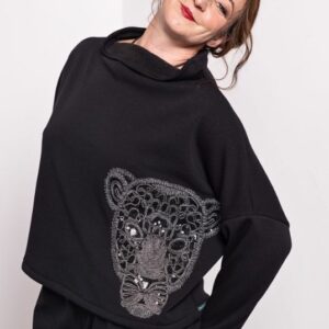 Pullover-schwarz-Grosskatze