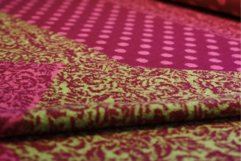 Merino Jacquard brombeere, pink grün 2
