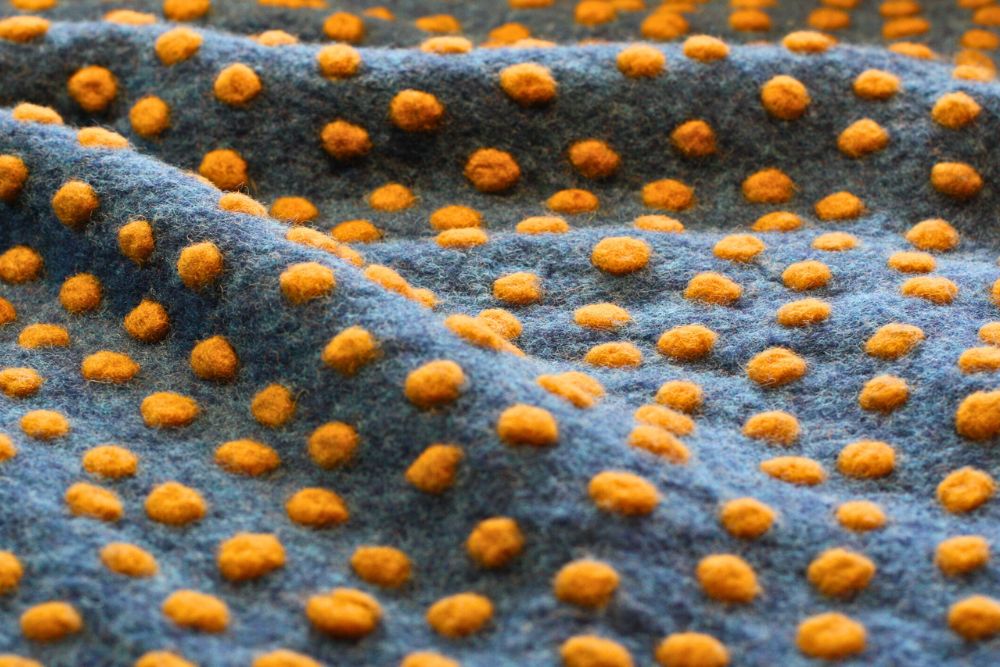 Musterwalk Dots Wolle Baumwolle Petrol Senf