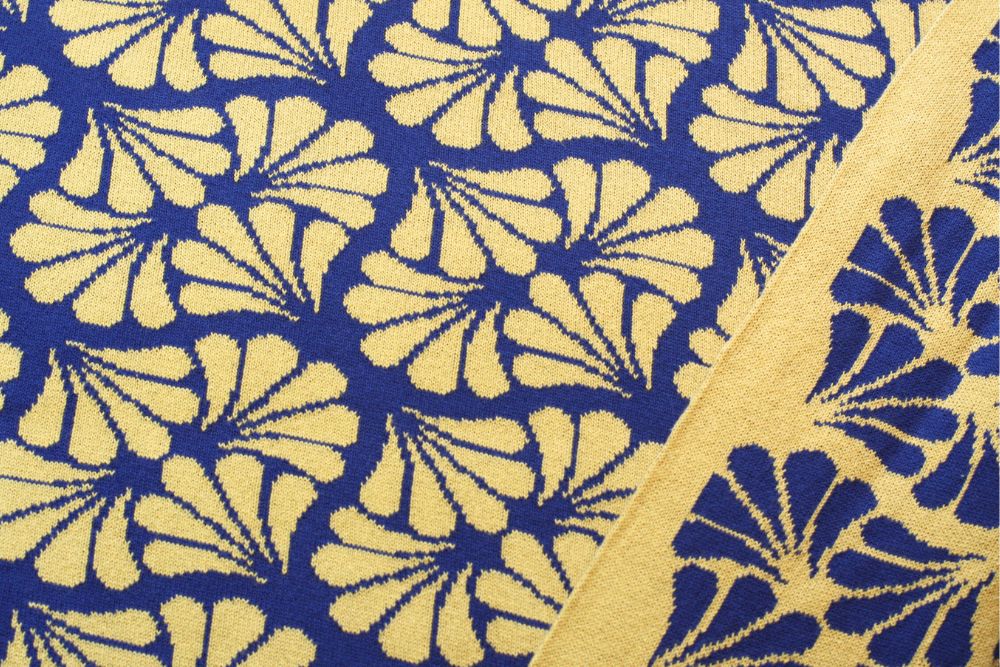 Bio Baumwolle Strick blau gelb