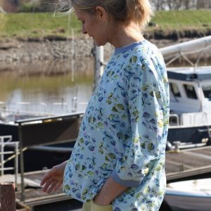 Viskosebluse blau gelb