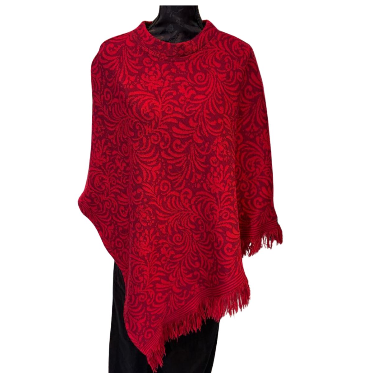 Merino Doubleface Poncho Rot