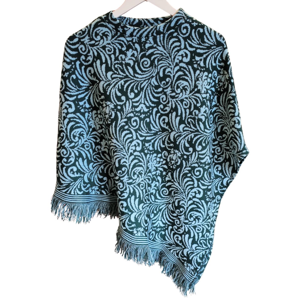 Poncho Doubleface Grün blau