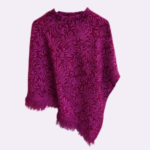 Poncho Merino Doubleface Dunkelrot Lila