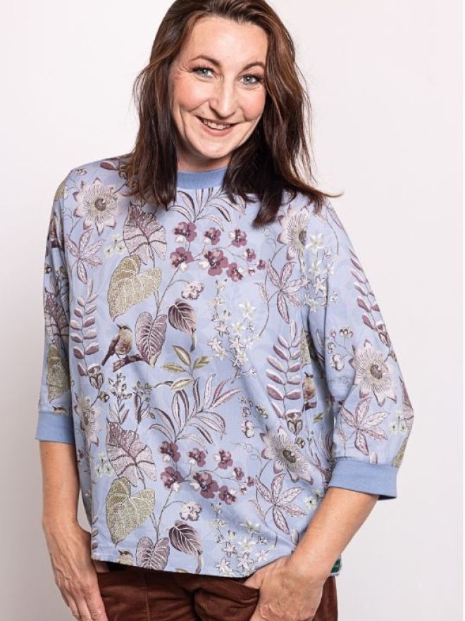 Viskose-Bluse-engliches-Muster