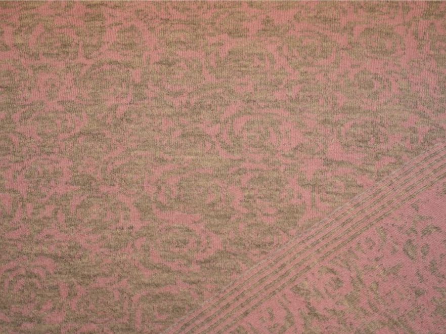 Merino Strick Doubleface Rose Rosa Grau