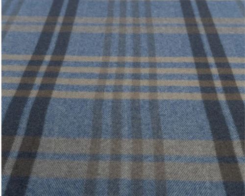 Wollflausch Karo Blau Beige