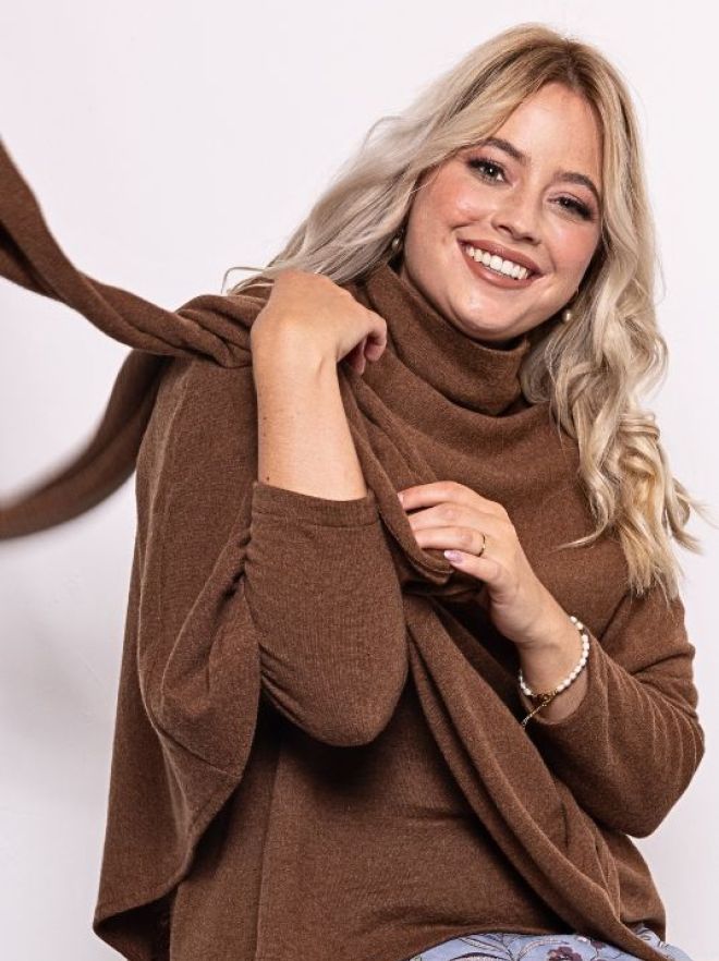 Poncho-Merino-mittelbraun