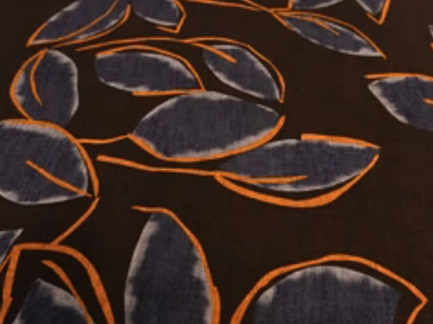 Viskose-Krepp Braun Blau orange